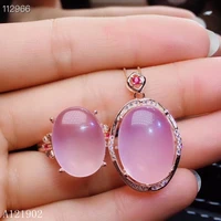 kjjeaxcmy exquisite jewelry 925 silver inlaid natural gem powder crystal stone female pendant ring set support detection