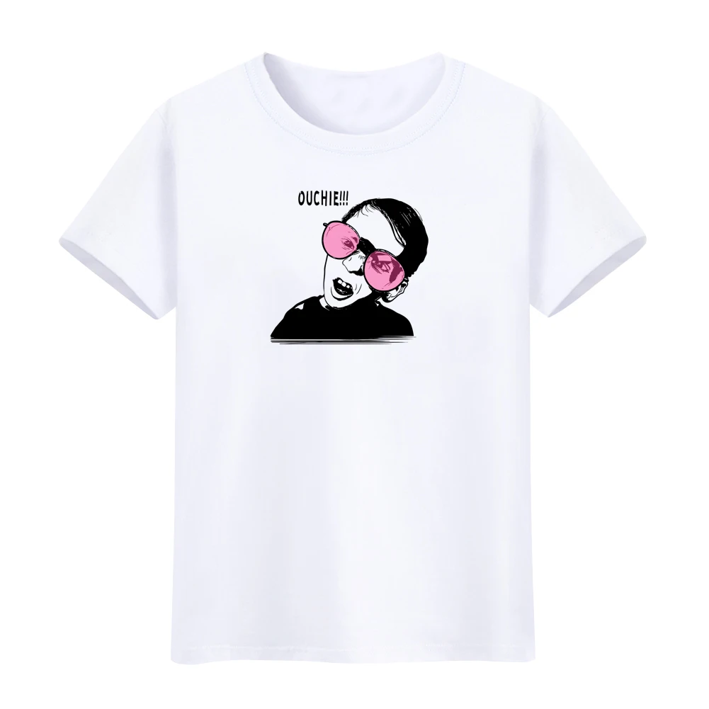Женские и мужские ouchie мультфильм Для лица короткий рукав Футболка пара