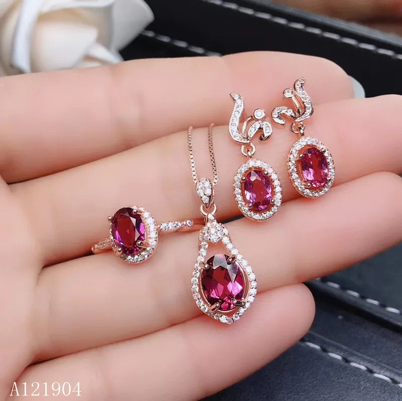 Женские серьги и кольцо из серебра 925 пробы с натуральным магниевым алюминиевым