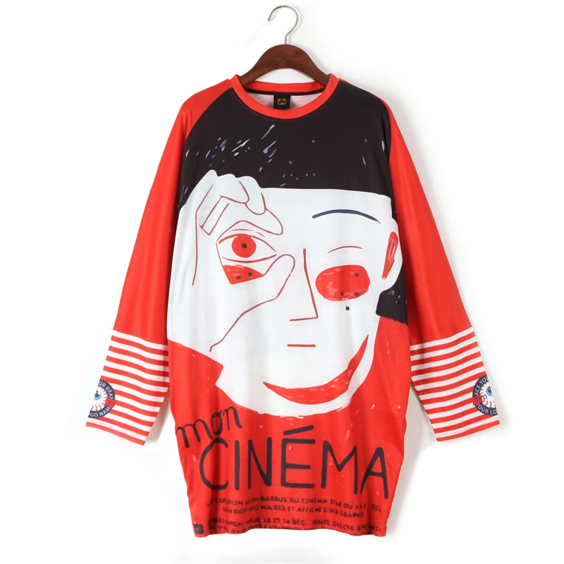 

Spring New Harajuku Streetwear Graffiti Printing Long sleeve T shirt Dress women Loose Plus size Fashion Dresses Female LP2