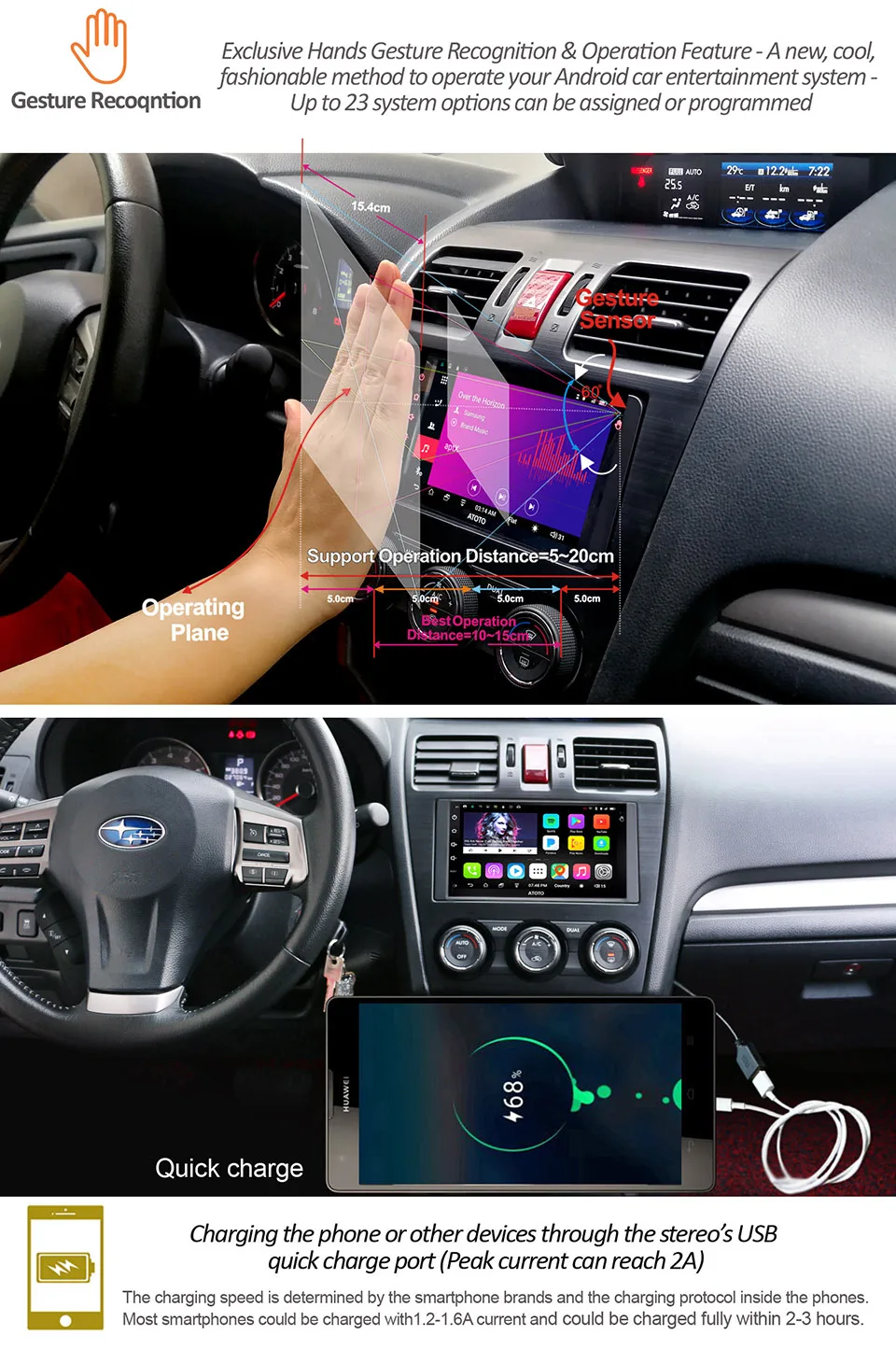 ATOTO A6 2 Din Android автомобильный gps стерео плеер/2x Bluetooth/A6Y2721PR-G/управление жестами рук/Indash двойной din радио/WiFi USB