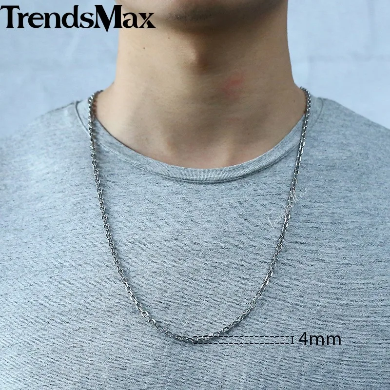 4mm KN558 Trendsmax Rolo Для Мужчин's Цепочки и ожерелья цепи Нержавеющая сталь Серебряный тон 3/4/6/8 мм KKNM162 - Окраска металла: 4mm KN558