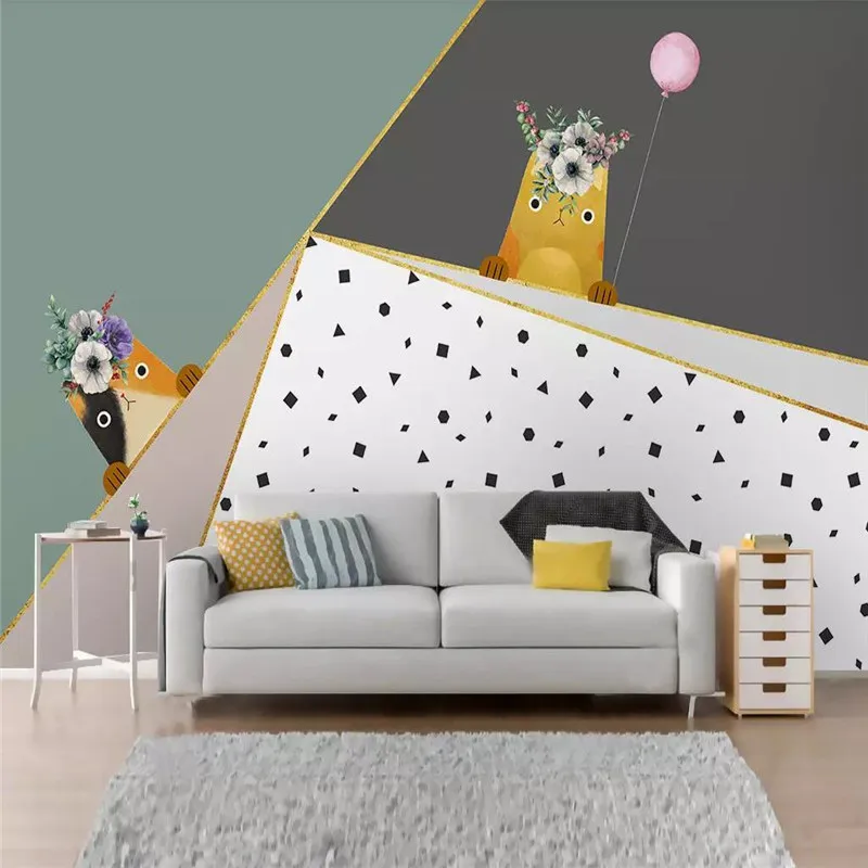 

Geometric animal children's room professional production mural factory wholesale wallpaper custom poster photo wall