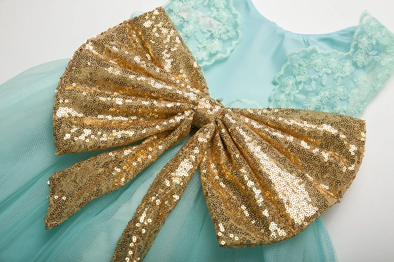 Кружевное платье для маленьких детей зеленые праздничные платья с блестками и