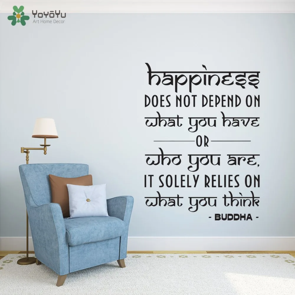 

Wall Decal Vinyl Sticker Quotes Happiness Yoga Studio Buddha Wall Art Design Decoration Bedroom Living Room Decor Mural WW-382