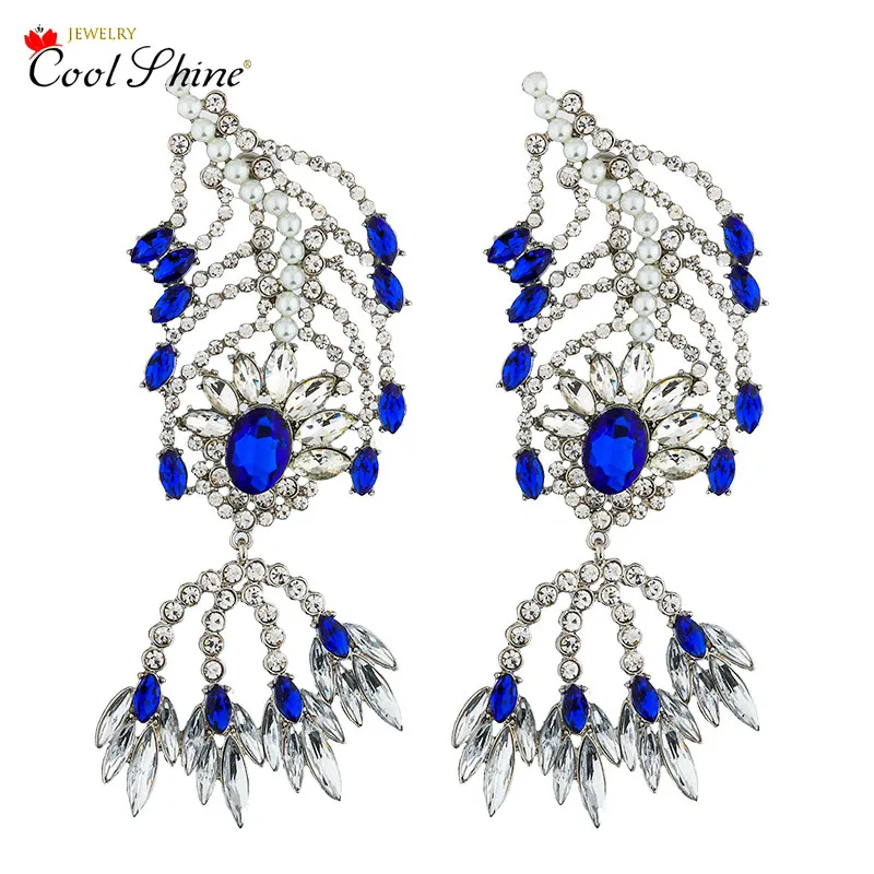 Coolshine Роскошная атмосфера свадьбу праздник кристалл серьги Красный Синий Черный