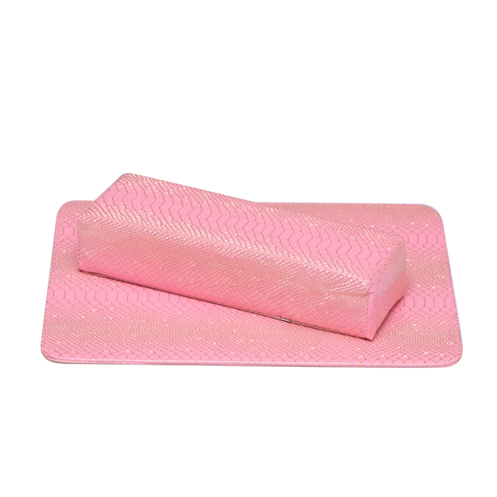 Pink Set Дизайн ногтей змеиная кожа Настольный коврик для рук Подушка для отдыха салон Маникюрный Инструмент - Цвет: Pink Set