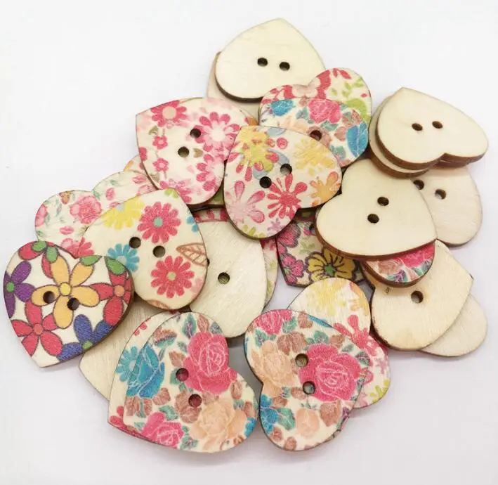 100 шт картина сердце Дерево Кнопка 4 размера 2 отверстия для одежды детская одежда