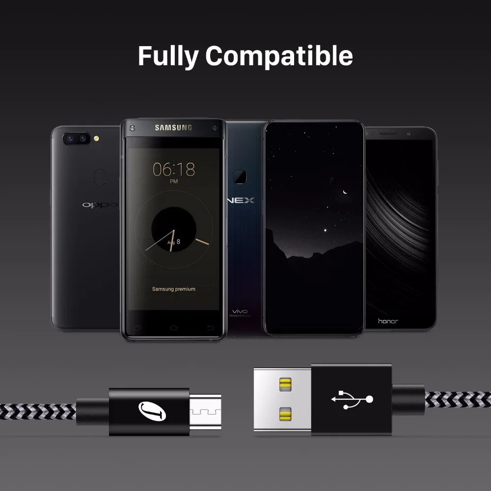 J Jecent 3 упак./лот Micro USB кабель Быстрая зарядка Android Дата-зарядное устройство