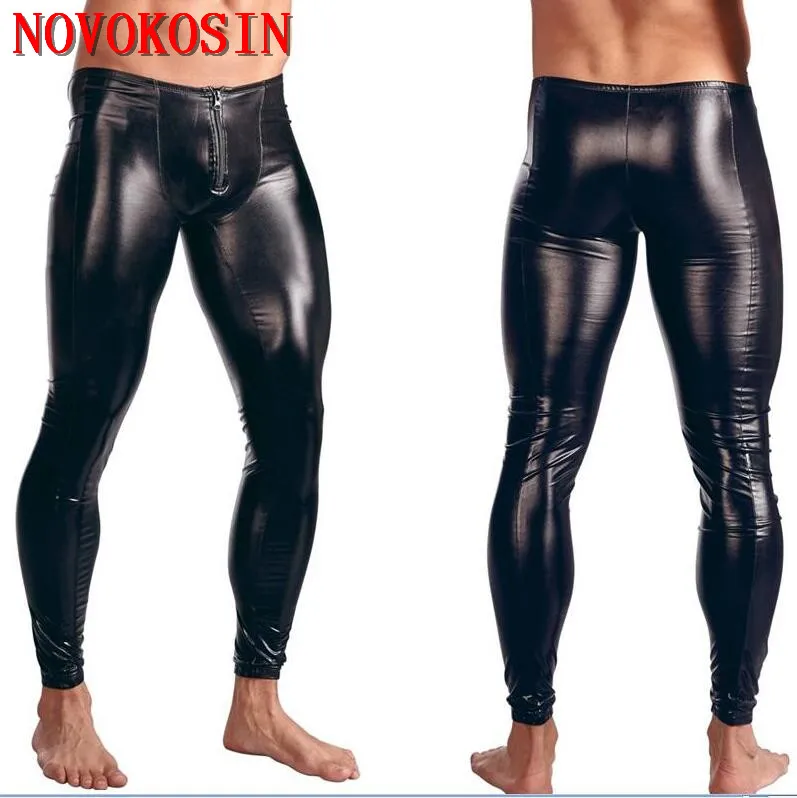 Фото LK40 2018 новые сексуальные плотные брюки из искусственной кожи на молнии спереди ПУ
