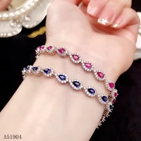 kjjeaxcmy boutique jewelry 925 sterling silver inlaid natural ruby sapphire female bracelet support detection