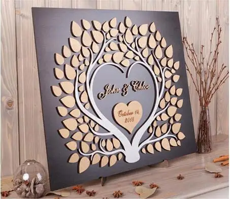 Heart Shape 2 Современная свадебная книга для гостей альтернатива два дерева растут в одну Свадебная Гостевая книга в деревенском стиле 3d знак на заказ свадебные украшения - Цвет: Heart Shape 2