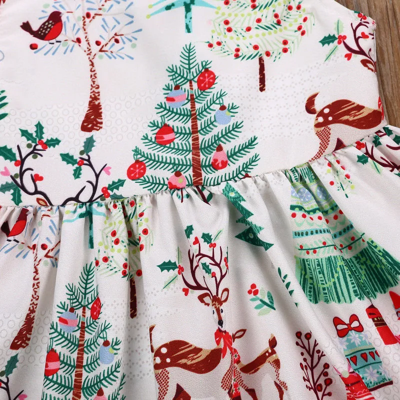 pudcoco toddler kids baby girl christmas cartoon deersleeveless party dress clothes 7Y xmas | Детская одежда и обувь