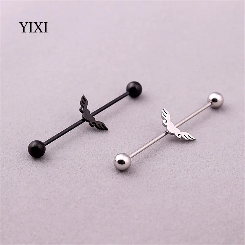 Женские и мужские серьги YIXI Wing модные из нержавеющей стали для пирсинга