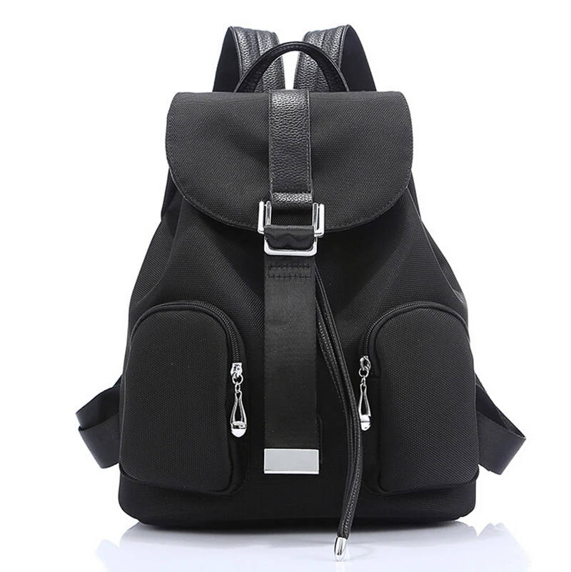 

New trendy solid color women lady backpack bags drawstring hasp school backpack canvas designer backpack with multi pockets