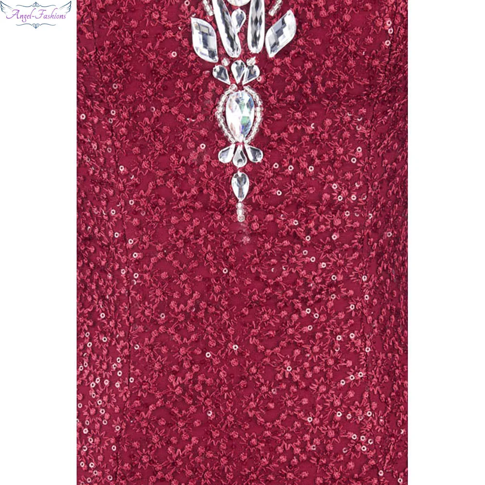 Angel-Fashion, женское платье, платье с вырезом лодочкой, плиссированное, кружевное, с бисером, с разрезом, Русалка, длинное, красное, вечерние, платье 425 200