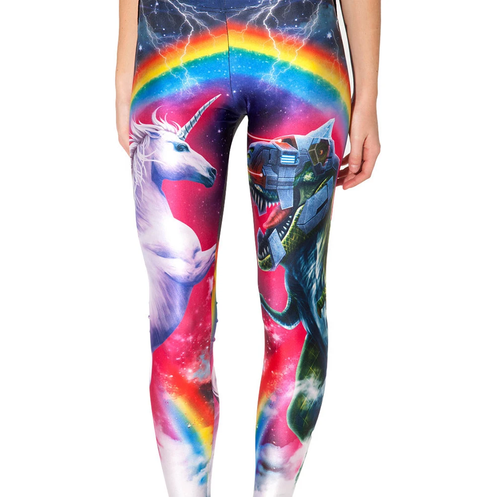 Для женщин rainbow Unicorn Распечатать Sexy Stretch Леггинсы для тощий длинный карандаш Брюки