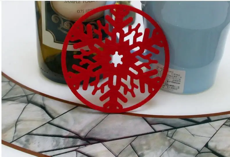 10pcs Cup mat Christmas party decoration snowflake cup Felt coasters Non-woven christmas decorations for home | Дом и сад