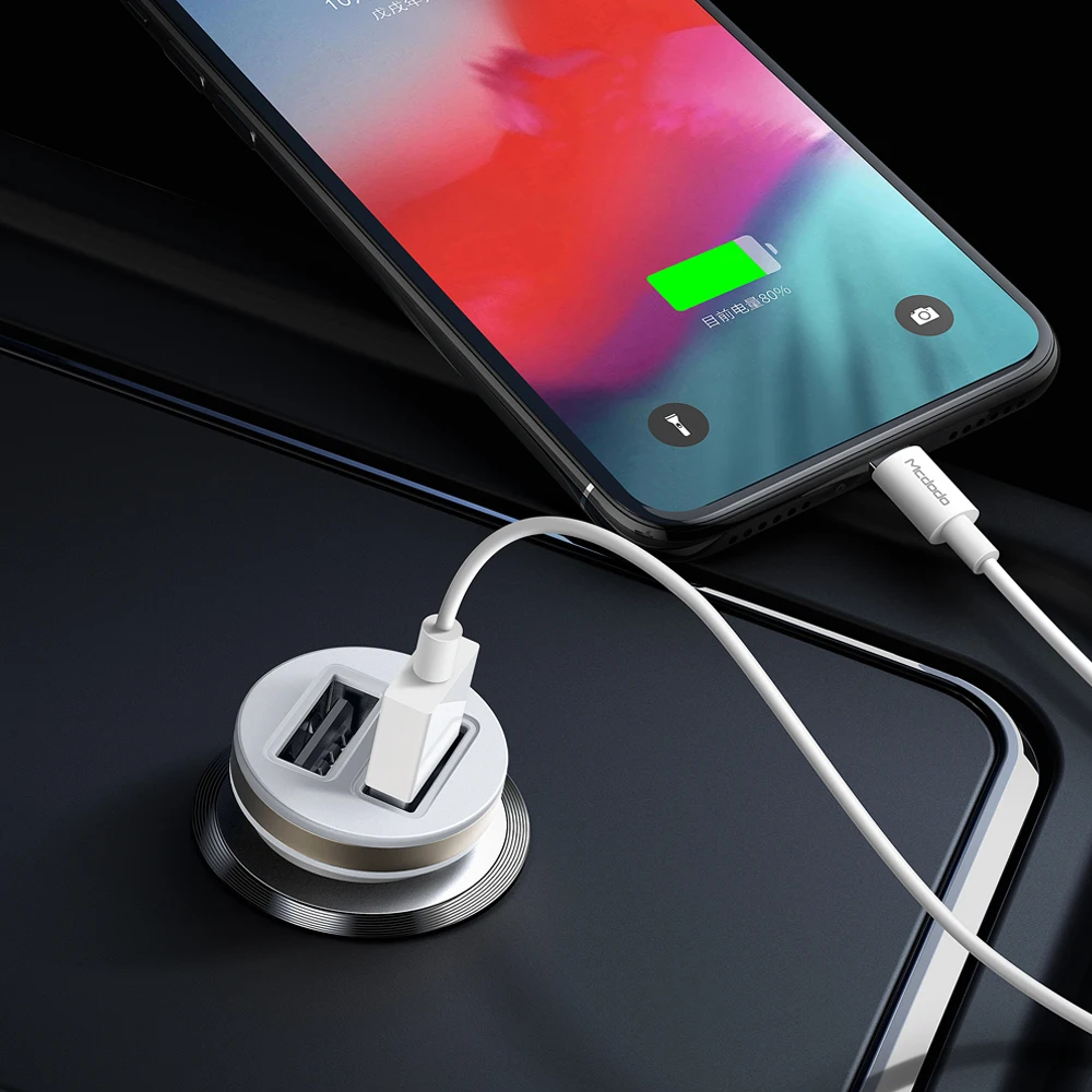 MCDODO 12W зарядное устройство для автомобиля с двумя портами USB универсальный мини