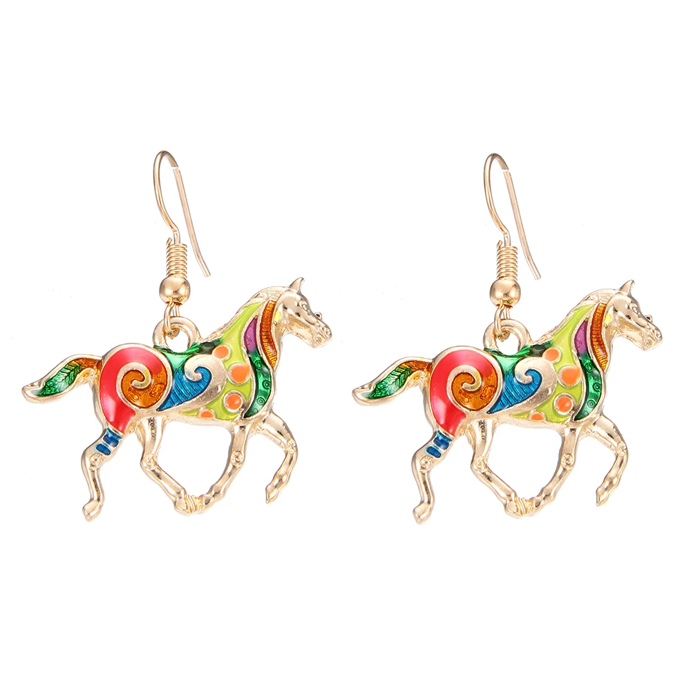 Lureme Fashion Colorful Animal Horse Necklace Pendant Dangle Earrings Jewelry Set for Women Girls (js000698) | Украшения и
