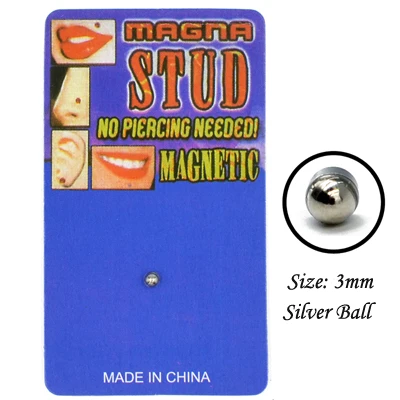 Silver Ball 1 предмет из нержавеющей стали драгоценный камень Поддельные жук пирсинг магнитные губная серьга-гвоздик магнитная серьга нет пирсинг Вилки пирсинг - Окраска металла: Silver Ball