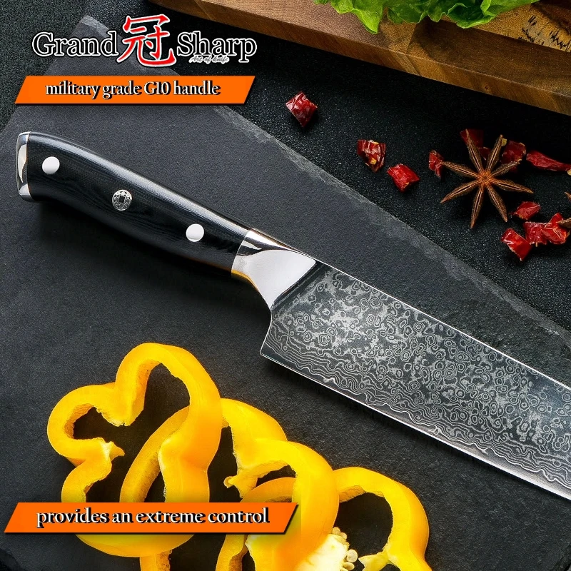 GRANDSHARP 9 5 дюймов дамасский шеф-нож японские ножи из дамасской стали 67 слоев