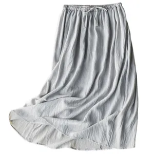 Женская винтажная юбка средней длины, длинная юбка-трапеция из хлопка и льна, на шнуровке, модель WZ292 на весну и лето, 2018