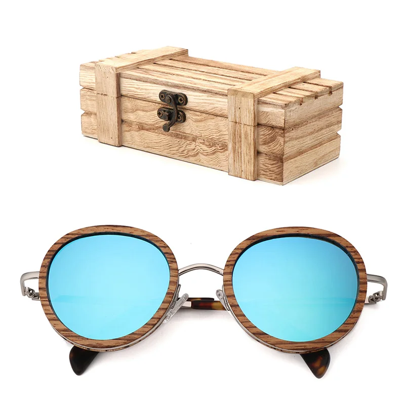 02wood box Новые солнечные очки с поляризованной древесиной круглые бамбуковые очки Модные женские солнцезащитные очки мужские UV400 очки деревянная Подарочная коробка Gafas de sol - Цвет линз: 02wood box