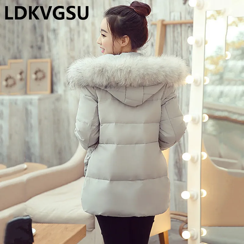 

2018 Autumn Winter New Thick Hooded Parkas Coat Female Short Fur Collar A Word Cloak Women Down Cotton Jacket Coat Is778