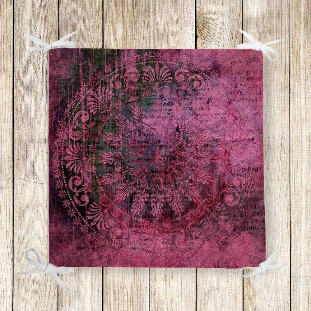 

Else Damson Vintage Ottoman Authentic 3d Print Square Chair Pad Seat Cushion Soft Memory Foam Full Lenght Ties Non Slip Washable