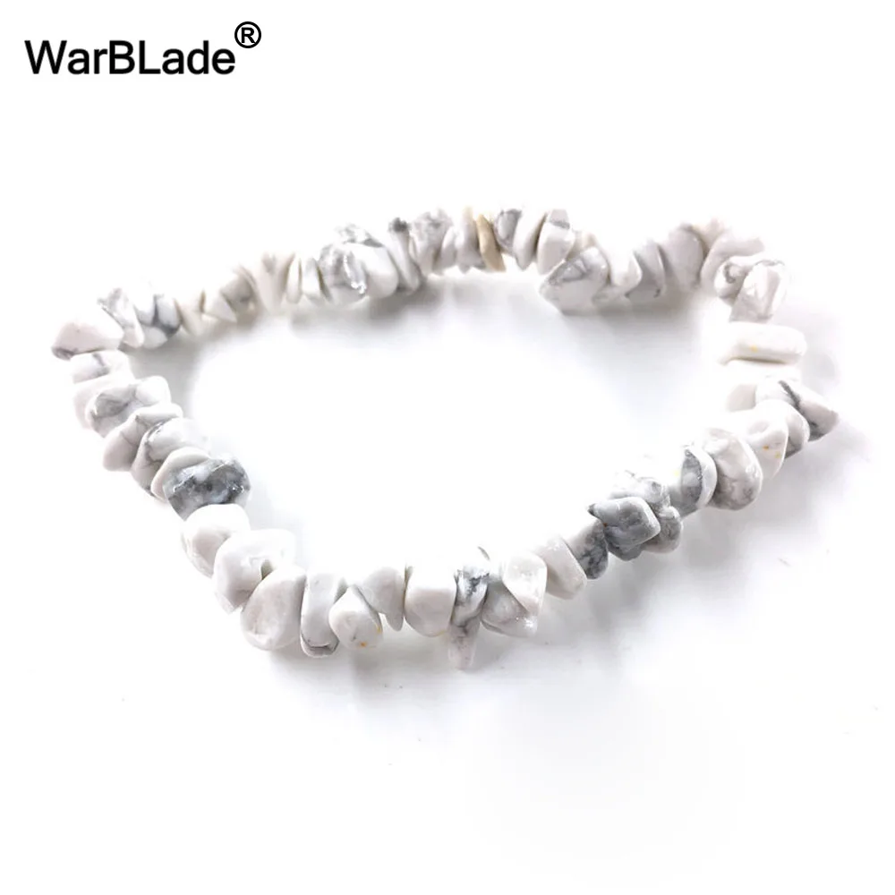 WarBLade 10 шт. натуральный камень браслет чип бусины, камешки Amazon Кристалл Коралл кварцевые бусины браслеты для женщин ювелирные изделия - Окраска металла: White turquoise