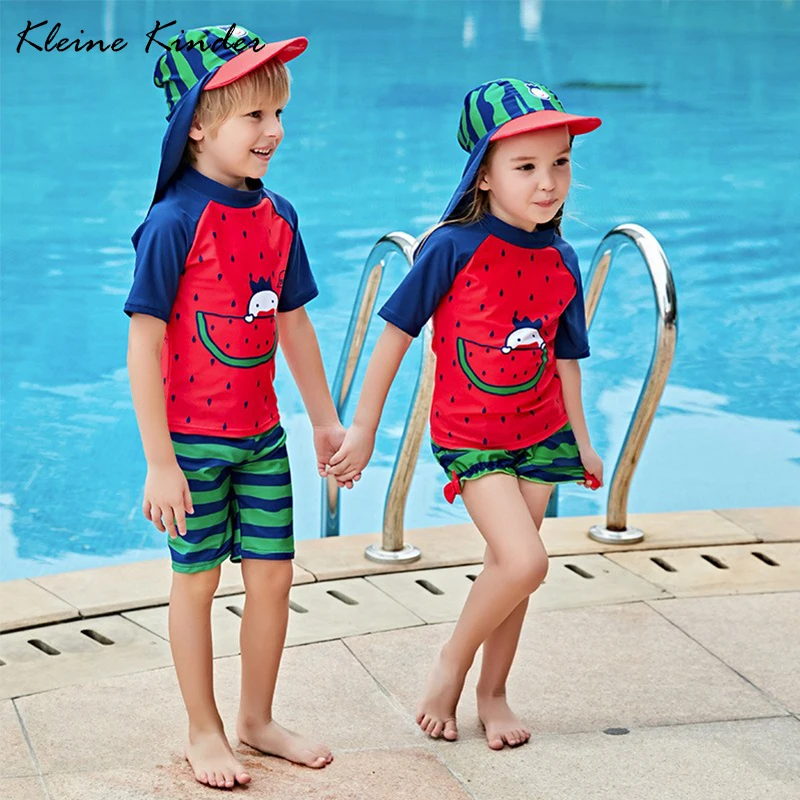 Детский купальный костюм для маленьких девочек и мальчиков upf50 + в форме арбуза