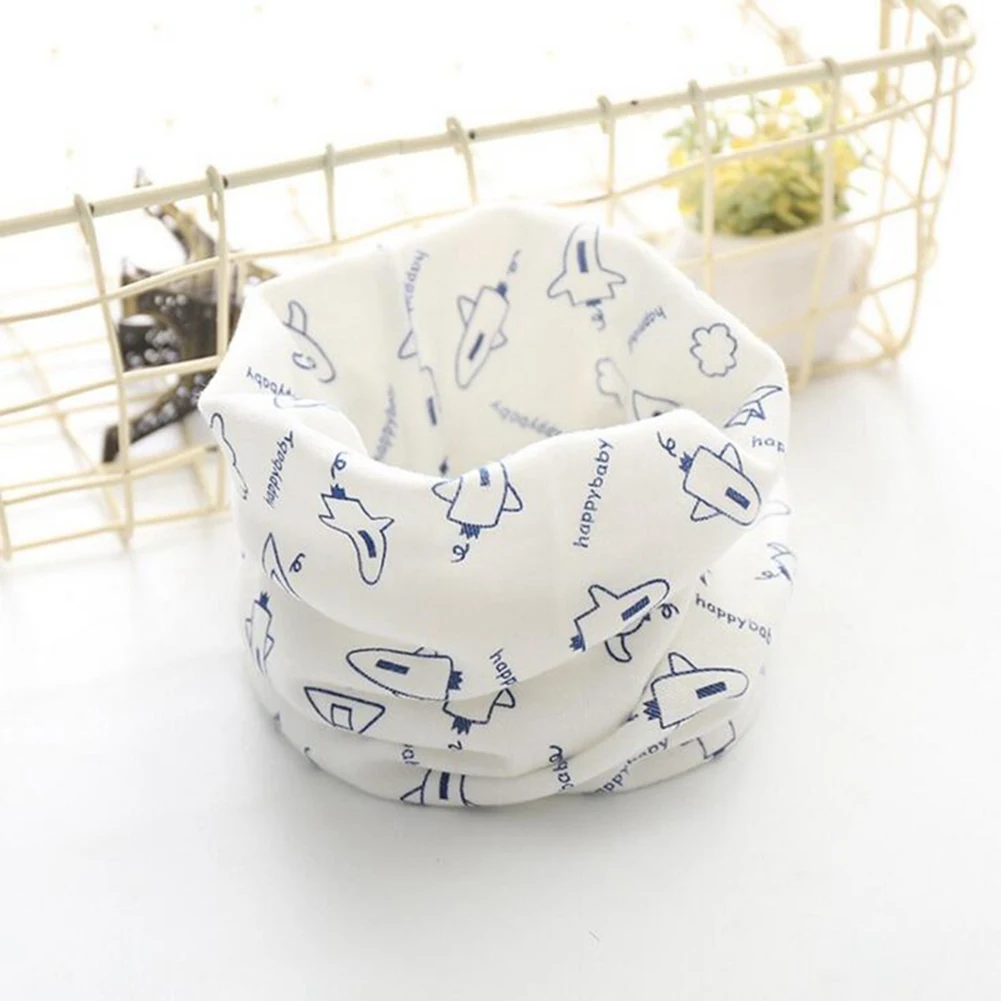 Детский зимний теплый шарф хлопковый с круглым вырезом для девочек рисунком