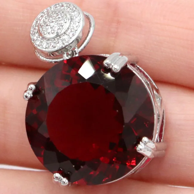 SheCrown большие круглые драгоценные камни 20x20 мм розовый Raspberry Rhodolite гранат серебрянная Подвеска 30x20 мм