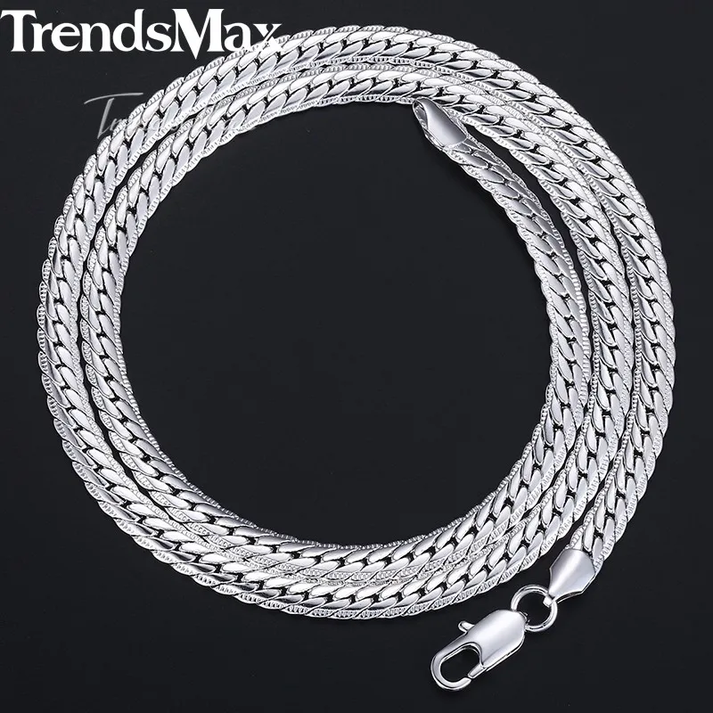 Trendsmax мужское Ожерелье Золотая змея звено цепочка на шею для мужчин модные мужские ювелирные изделия Прямая поставка подарок 6 мм KGN399 - Окраска металла: White gold GN337
