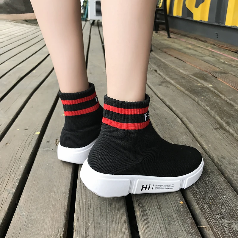 LUONTNOR High Ankle Women Running Sneakers 2018 New Arrival Athletic Sock Shoes Females Outdoor Walking Zapatillas Mujer | Спорт и