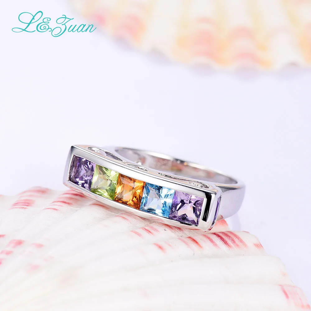 L &amp zuan серебро 925 пробы натуральный 1.03ct Аметист Фиолетовый Камень зубец