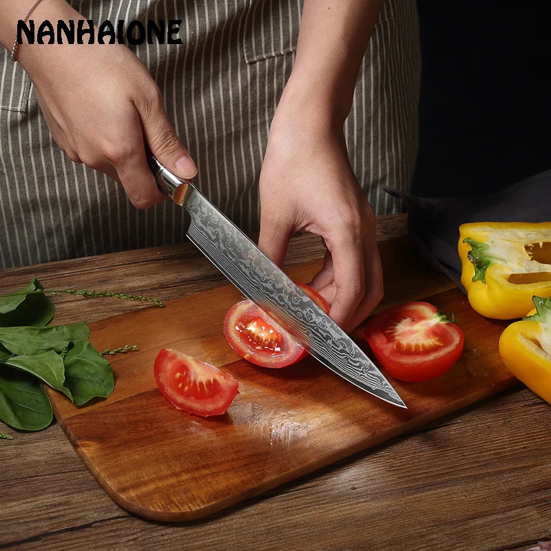 NANHAIONE, высокое качество, 8 дюймов, универсальные поварские ножи, 67 слоев, дамасская сталь, кухонные ножи, острый Кливер, Подарочный нож CL106