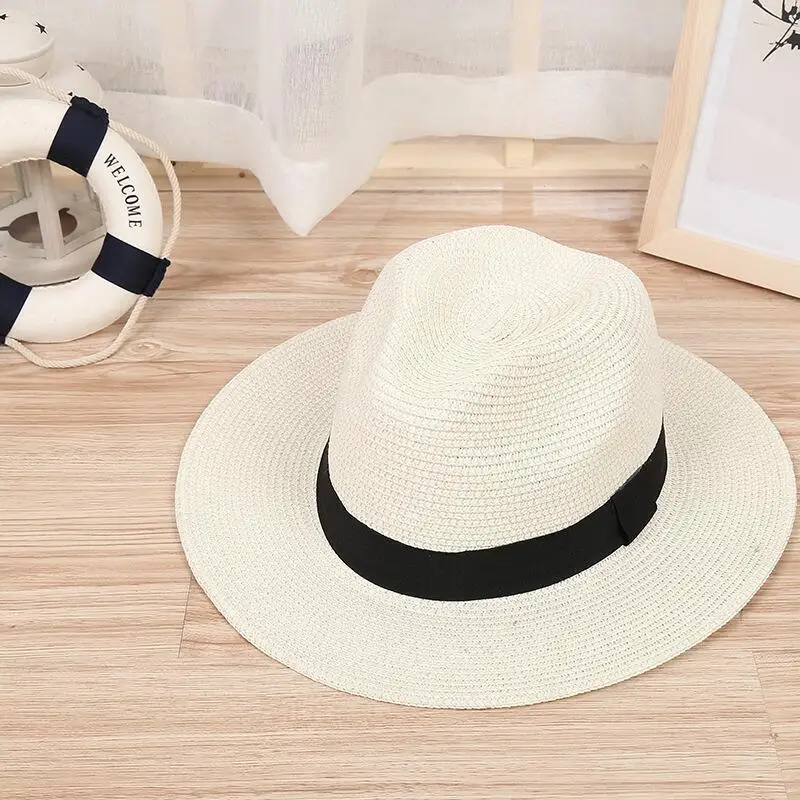 

Seioum Panama Hat Men Straw Fedora Male Sunhat Women Summer Beach Sun Visor Cap Chapeau Cool Jazz Trilby Cap Sombrero