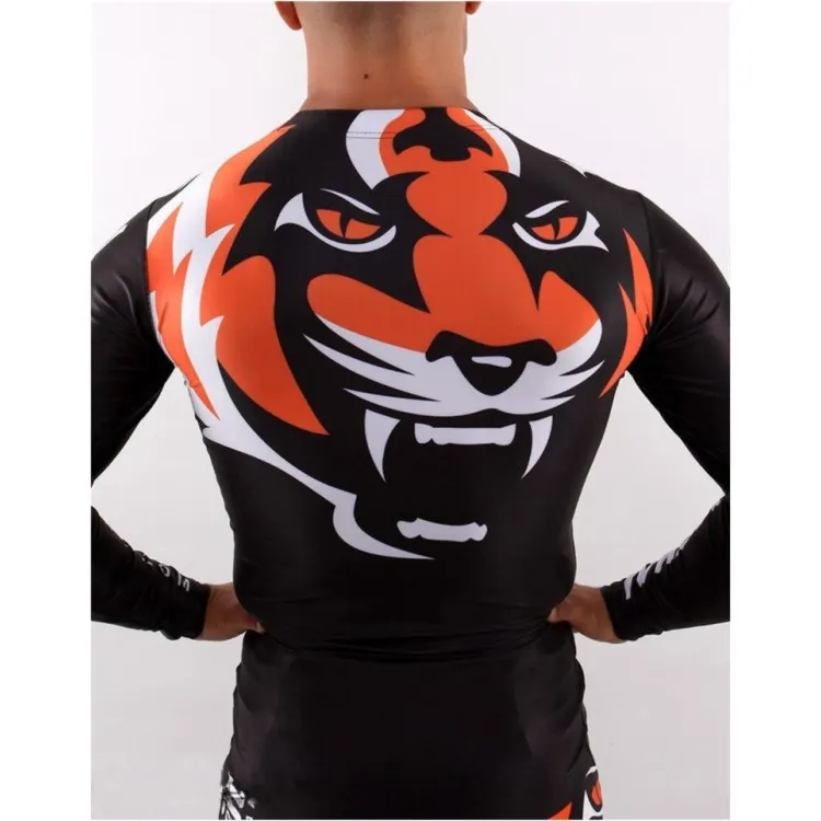 SOTF облегающая эластичная одежда для бодибилдинга Tiger Muay Thai MMA боксерская рубашка