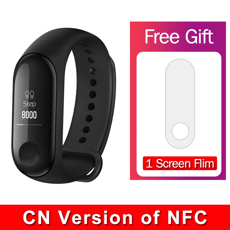 Смарт-браслет Origina Xiaomi Mi Band 3 OLED с сенсорным экраном 0,7" дисплей для сообщений, погода, фитнес-трекер, умные часы - Цвет: CN Version of NFC