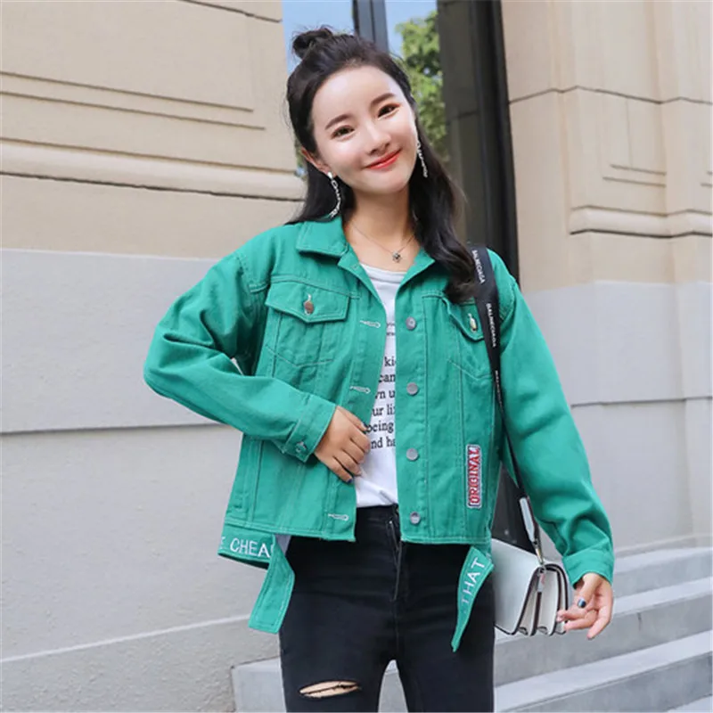 Новинка 2020 женская джинсовая куртка пальто однотонная красная верхняя одежда