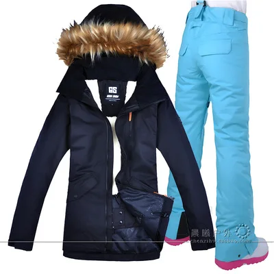 Color 4 GSOU, женский лыжный костюм, куртка для сноуборда, штаны, зимняя одежда, брюки, уличная спортивная одежда, женский супер теплый плотный костюм - Цвет: Color 4