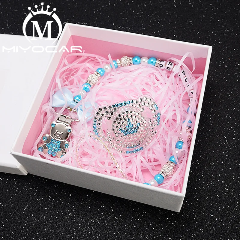 MIYOCAR обычай имя bling bear пустышка Клип Персонализированные пустышки держатель clii с