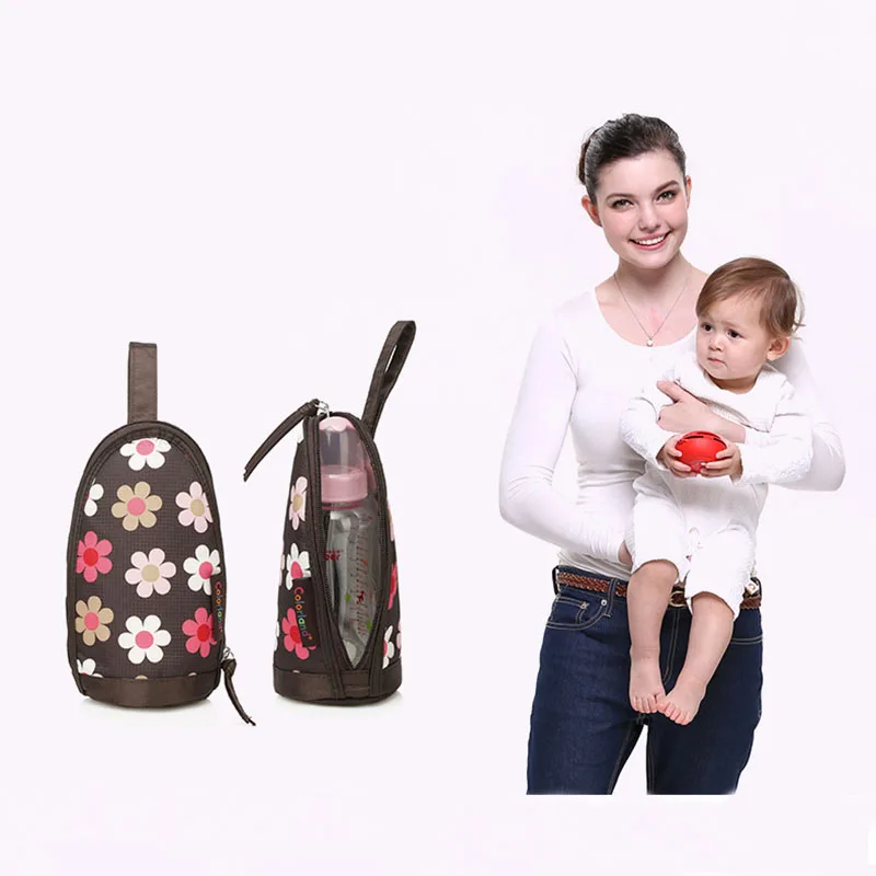 Цветная сумка COLOR.LAND Mummy Thermal Feeding Milk Bottle для термоса для кормления младенцев с изоляцией ручной сумки для переноски чашки с молоком и карманом для хранения на молнии.