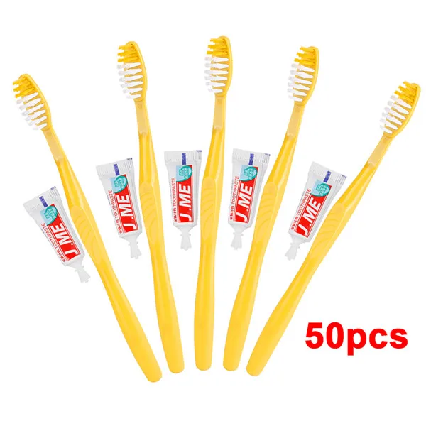 50pcs 100/50/20/10/5/2/1 шт. одноразовые Зубная щётка зубная паста Комплект Одноразовых полоскание умывание костюм для путешественника молодого человека Ванная комната - Цвет: 50pcs