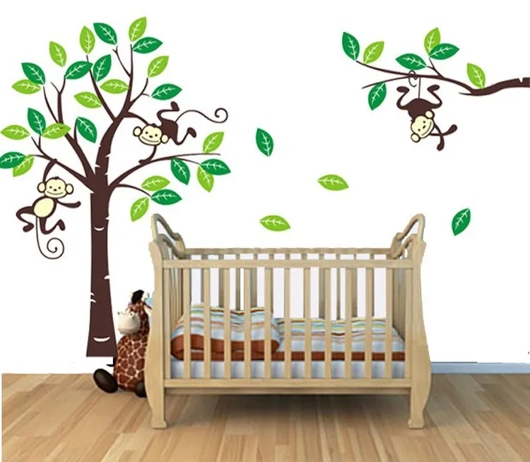 Зеленый Лес Дерево животных комплект одежды с рисунком &quotмаленькая обезьянка