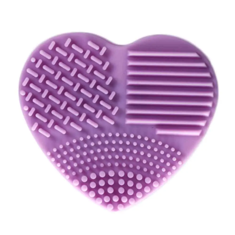 Purple Новая косметика в форме сердца, кисти для мытья макияжа, силиконовая салфетка для мытья посуды, косметические кисти для макияжа - Handle Color: Purple