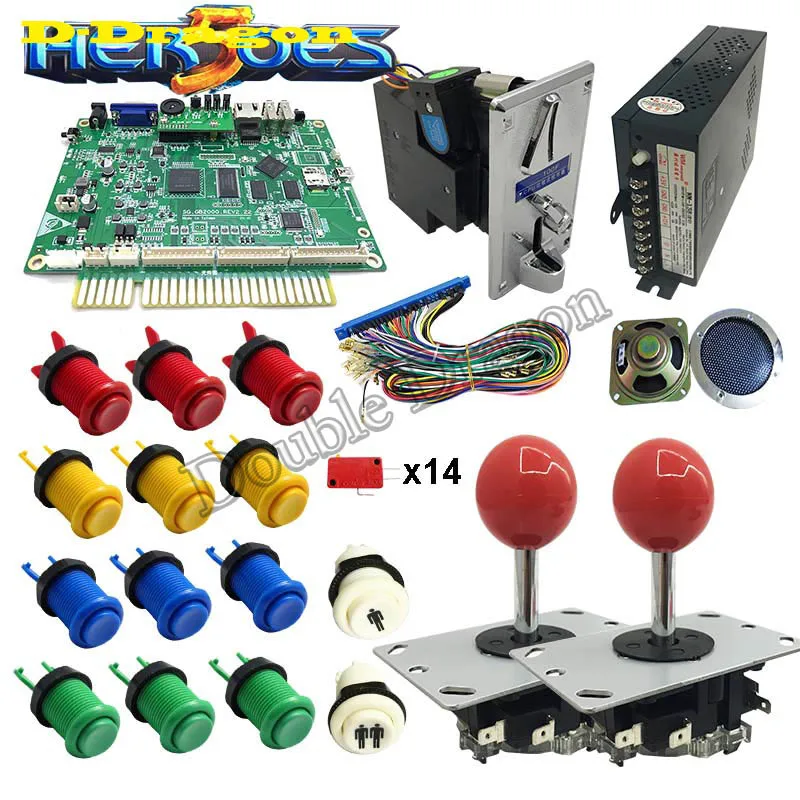 copy sanwa joystick Игровой набор для монет 2323in 1, многоигровая печатная плата с джойстиком, светодиодный блок питания, 28P JAMMA Loom - Цвет: copy sanwa joystick