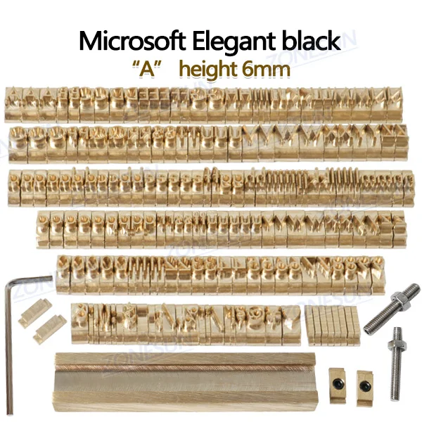Microsoft Elegant ZONESUN, 184 шт., набор букв алфавита с цифрами, 10 см, Т-образные буквы, штамп для машина для горячего тиснения фольгой, логотип на заказ - Цвет: Microsoft Elegant
